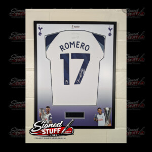 Cristian Romero Signed Tottenham Home Shirt Framed SQ