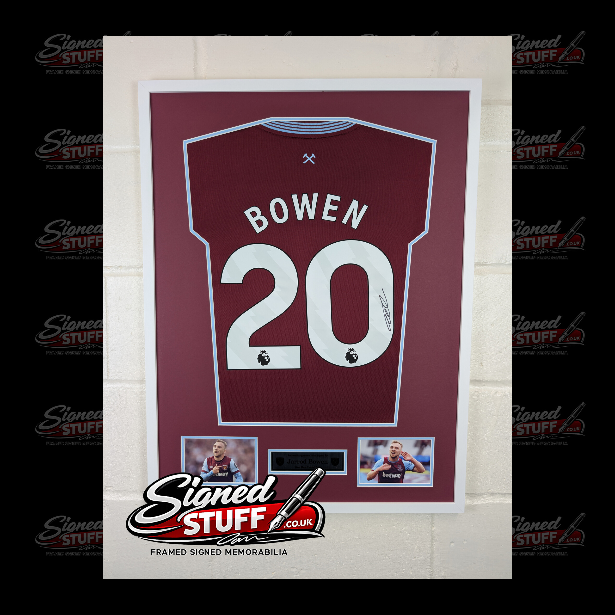 Jarrod Bowen Signed West Ham Home Shirt Framed SQ