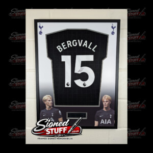 Lucas Bergvall Signed Tottenham Away Shirt Framed SQ