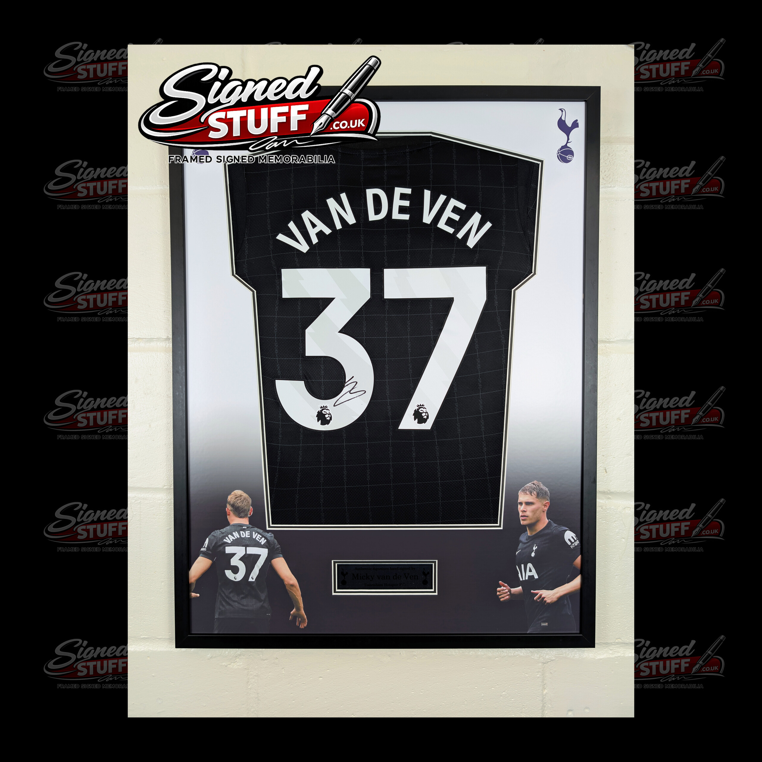 Micky Van De Ven Signed Tottenham Away Shirt Framed SQ