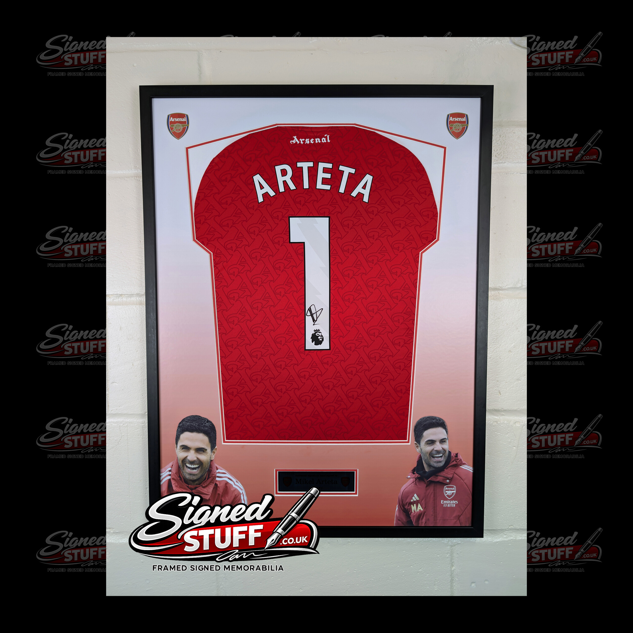 Mikel Arteta Signed Arsenal Home Shirt Framed SQ