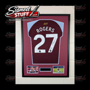 Morgan Rogers Signed Aston Villa Home Shirt Framed SQ