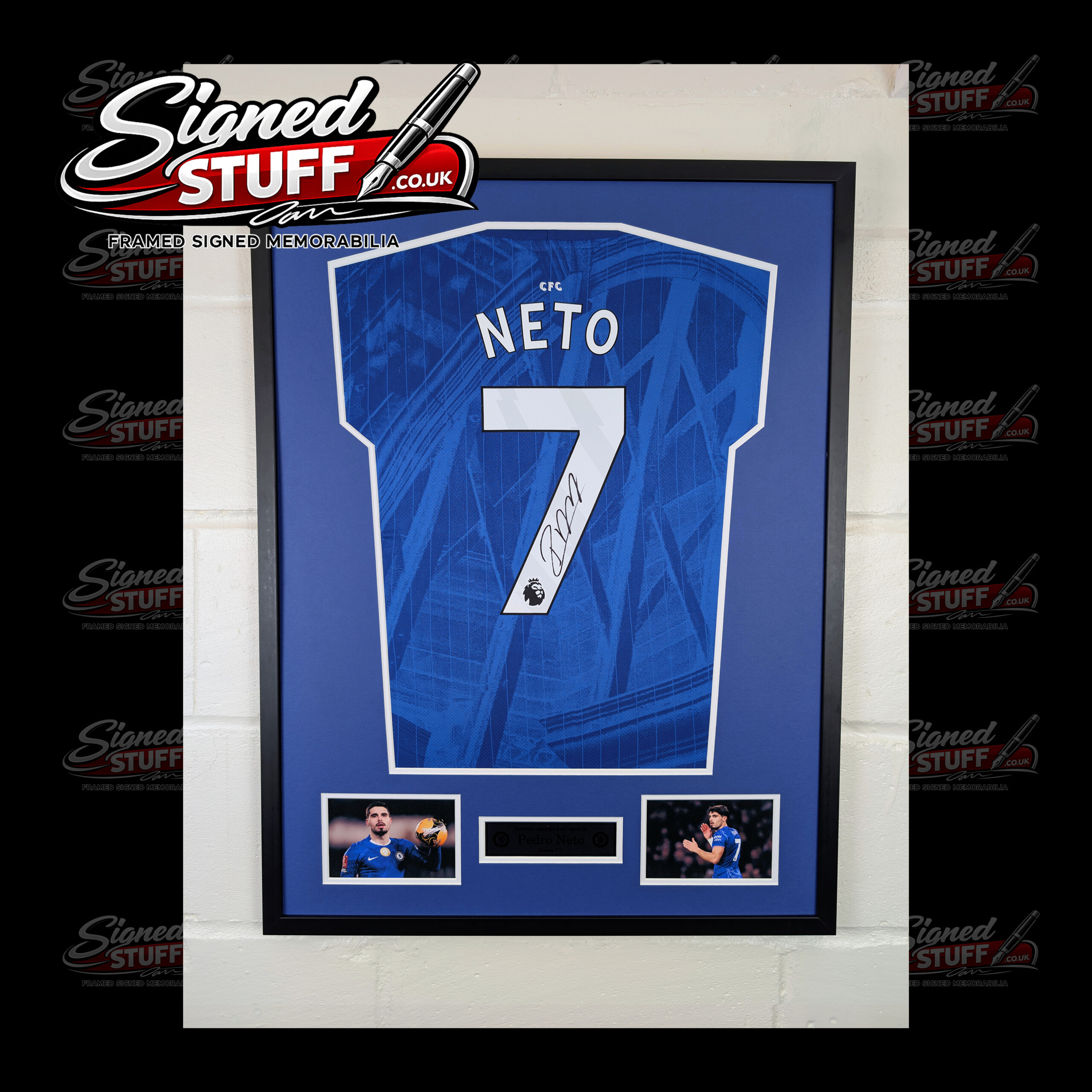Pedro Neto Signed Chelsea Home Shirt Framed SQ