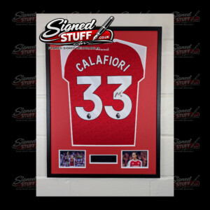 Riccardo Calafiori Signed Arsenal Home Shirt Framed