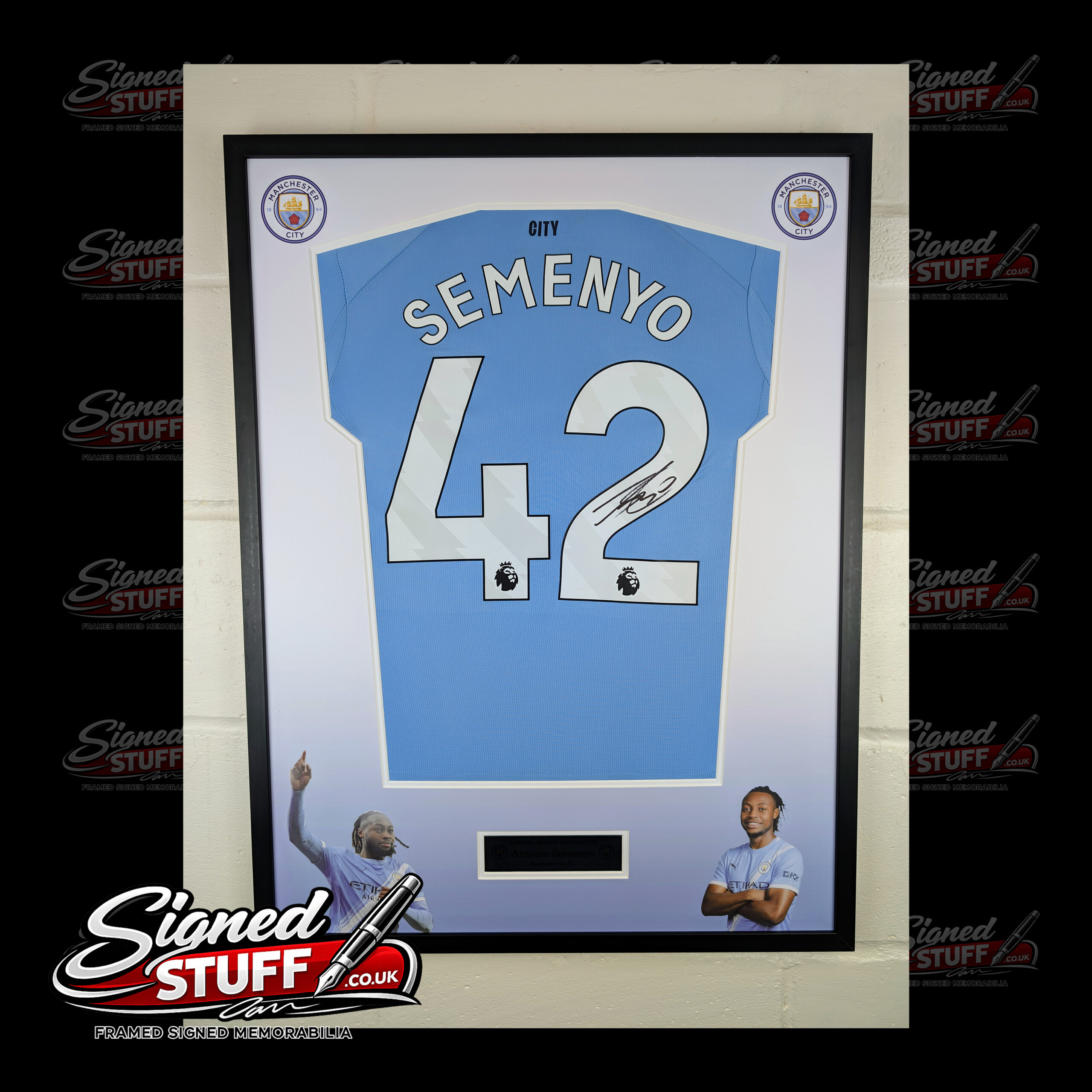 Antoine Semenyo Signed Manchester City Home Shirt Framed